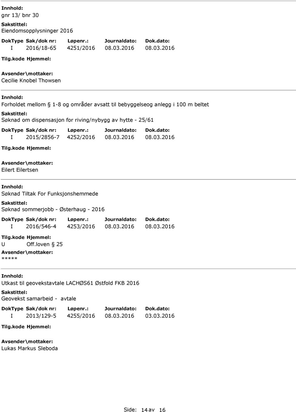 Søknad Tiltak For Funksjonshemmede Søknad sommerjobb - Østerhaug - 2016 2016/546-4 4253/2016 Tilg.kode Hjemmel: Off.