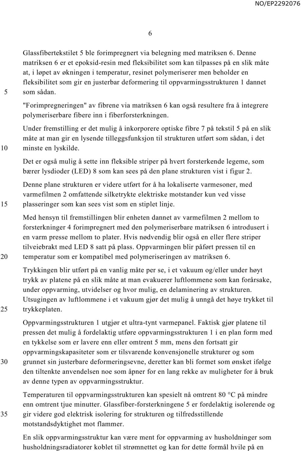 justerbar deformering til oppvarmingsstrukturen 1 dannet som sådan. "Forimpregneringen" av fibrene via matriksen 6 kan også resultere fra å integrere polymeriserbare fibere inn i fiberforsterkningen.