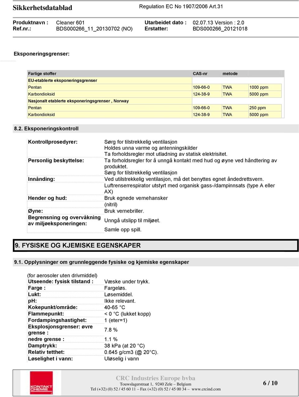 0 ppm Karbondioksid 124