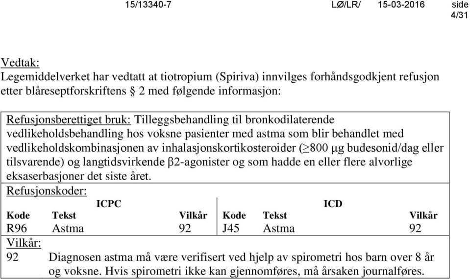 budesonid/dag eller tilsvarende) og langtidsvirkende β2-agonister og som hadde en eller flere alvorlige eksaserbasjoner det siste året.