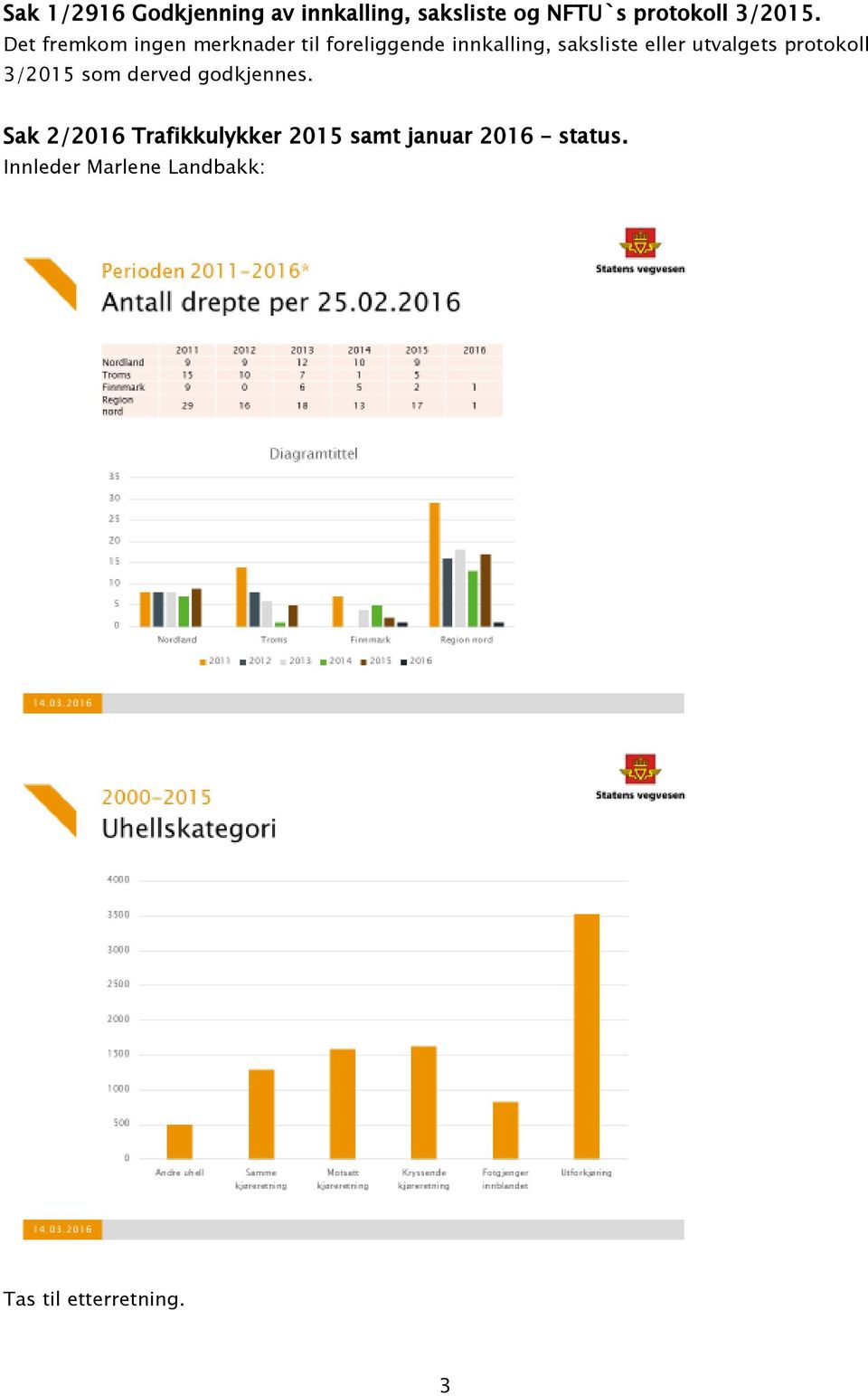 utvalgets protokoll 3/2015 som derved godkjennes.