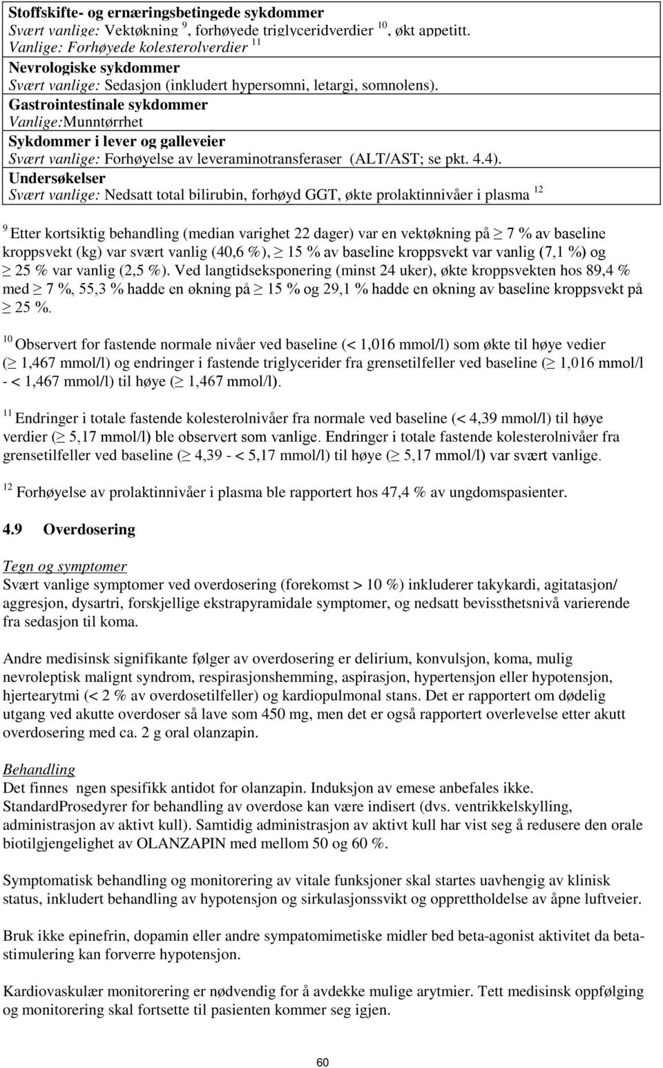 Gastrointestinale sykdommer Vanlige:Munntørrhet Sykdommer i lever og galleveier Svært vanlige: Forhøyelse av leveraminotransferaser (ALT/AST; se pkt. 4.4).