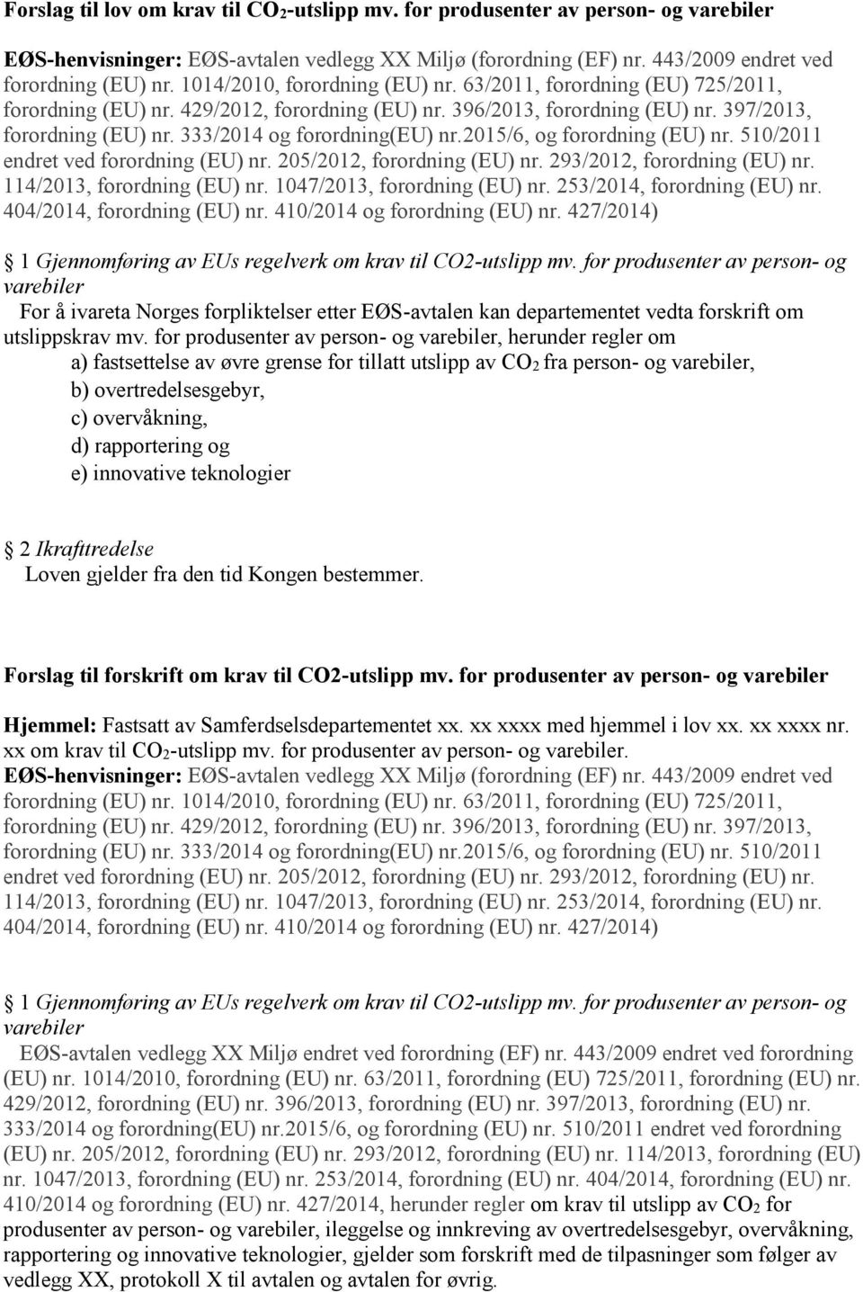 333/2014 og forordning(eu) nr.2015/6, og forordning (EU) nr. 510/2011 endret ved forordning (EU) nr. 205/2012, forordning (EU) nr. 293/2012, forordning (EU) nr. 114/2013, forordning (EU) nr.