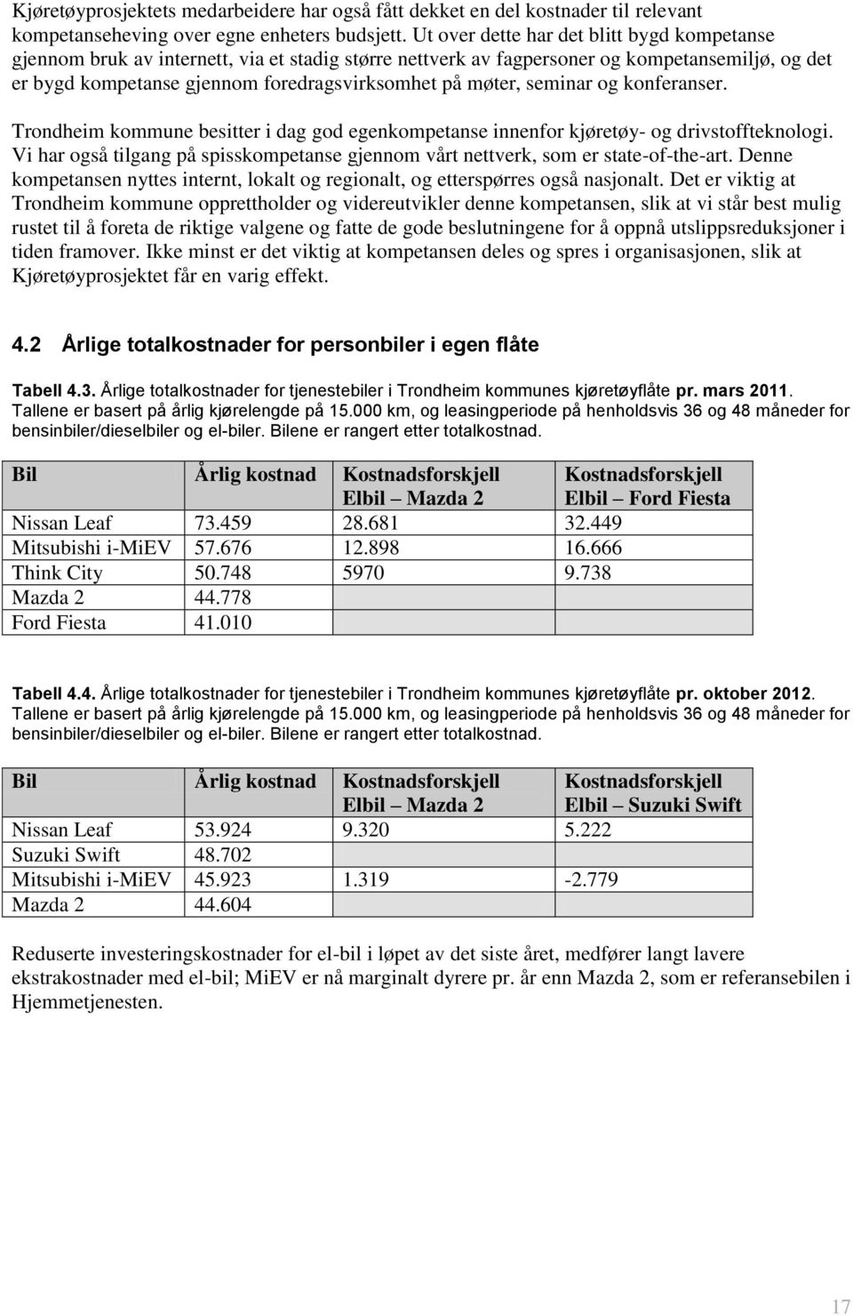 seminar og konferanser. Trondheim kommune besitter i dag god egenkompetanse innenfor kjøretøy- og drivstoffteknologi.