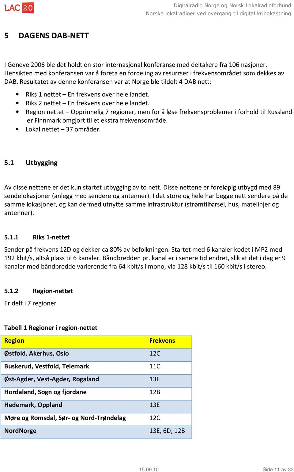 Resultatet av denne konferansen var at Norge ble tildelt 4 DAB nett: Riks 1 nettet En frekvens over hele landet. Riks 2 nettet En frekvens over hele landet.