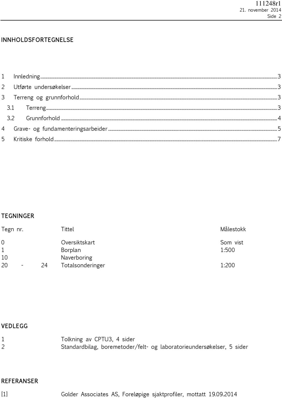 Tittel Målestokk 0 Oversiktskart Som vist 1 Borplan 1:500 10 Naverboring 20-24 Totalsonderinger 1:200 VEDLEGG 1 Tolkning av CPTU3, 4