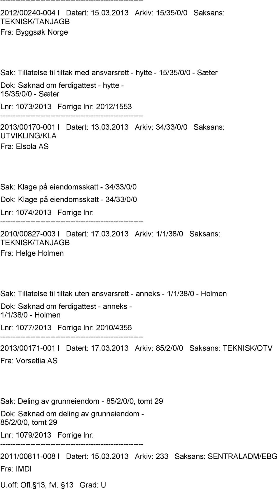 lnr: 2012/1553 2013/00170-001 I Datert: 13.03.