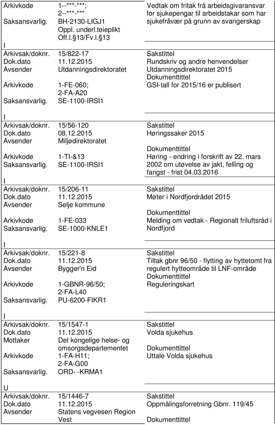 dato 08.12.2015 Høringssaker 2015 Avsender Miljødirektoratet 1-T-&13 Høring - endring i forskrift av 22. mars SE-1100-RS1 2002 om utøvelse av jakt, felling og fangst - frist 04.03.2016 Arkivsak/doknr.