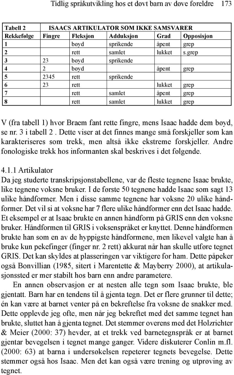 grep 3 23 bøyd sprikende 4 2 bøyd åpent grep 5 2345 rett sprikende 6 23 rett lukket grep 7 rett samlet åpent grep 8 rett samlet lukket grep V (fra tabell 1) hvor Braem fant rette fingre, mens Isaac