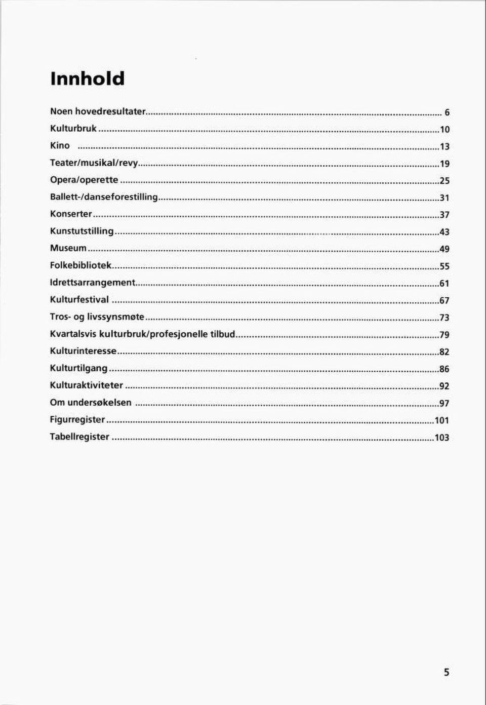 Idrettsarrangement 61 Kulturfestival 67 Tros- og livssynsmøte 73 Kvartalsvis kulturbruk/profesjonelle