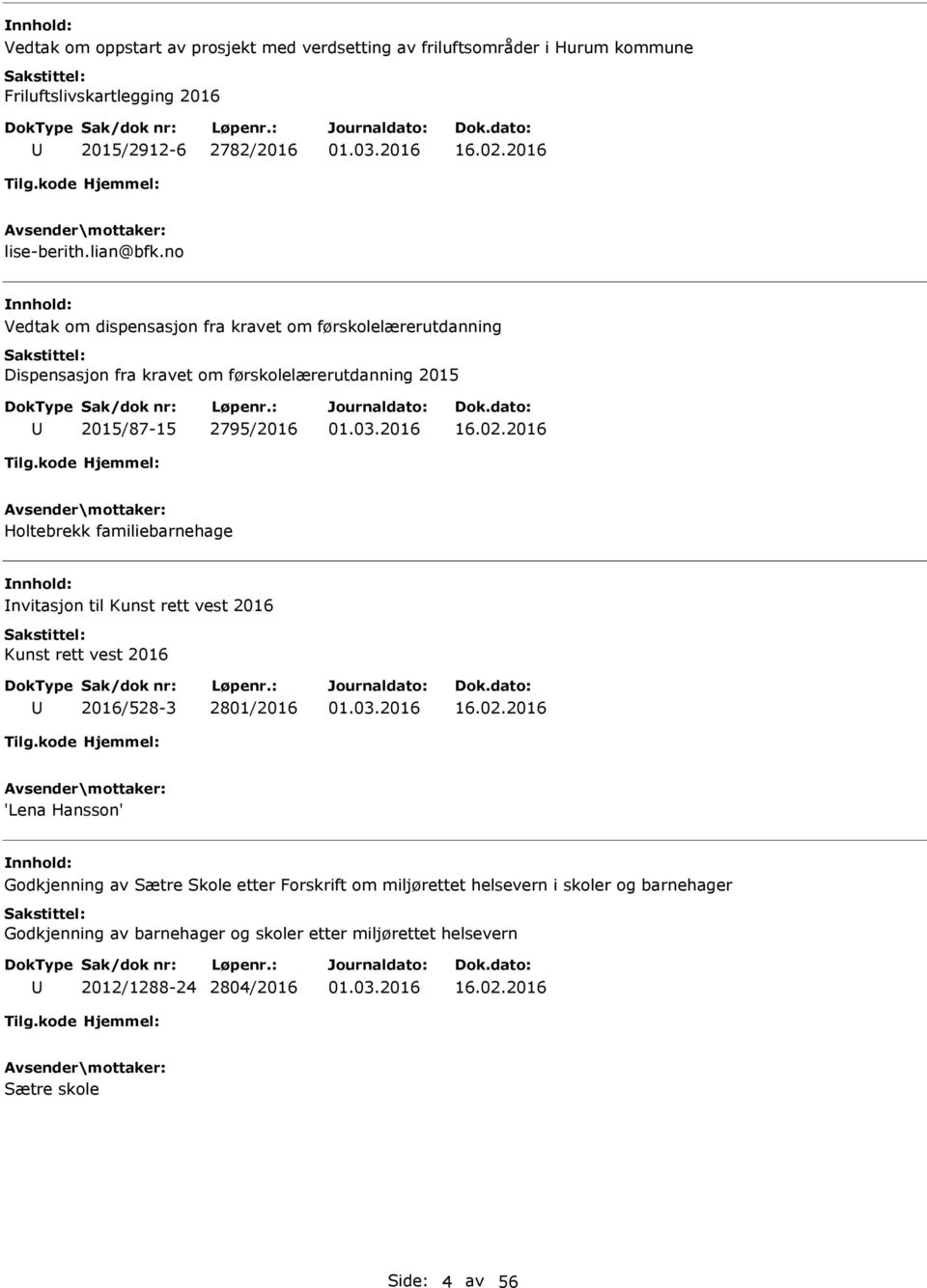 2016 Holtebrekk familiebarnehage nvitasjon til Kunst rett vest 2016 Kunst rett vest 2016 2016/528-3 2801/2016 16.02.