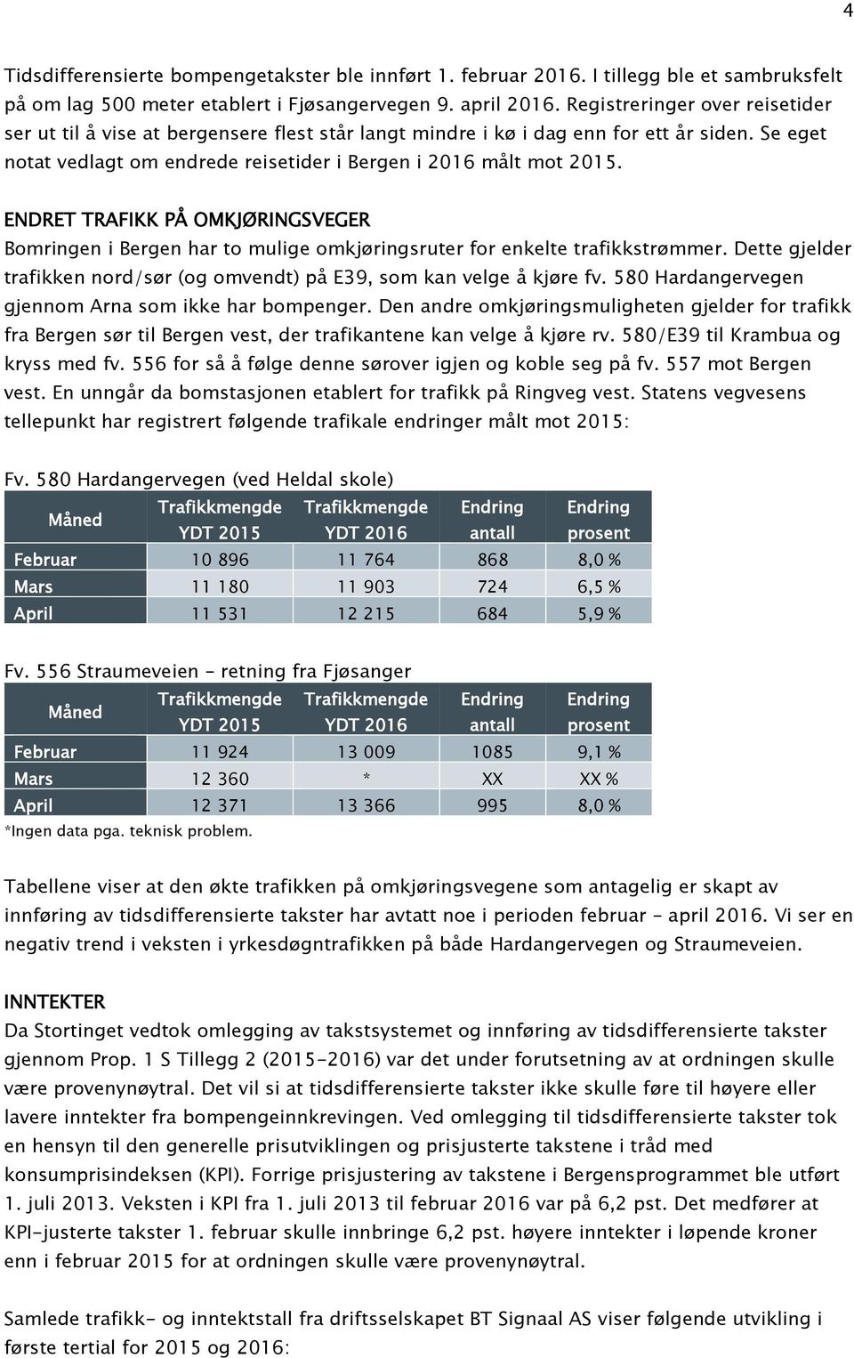 ENDRET TRAFIKK PÅ OMKJØRINGSVEGER Bomringen i Bergen har to mulige omkjøringsruter for enkelte trafikkstrømmer. Dette gjelder trafikken nord/sør (og omvendt) på E39, som kan velge å kjøre fv.