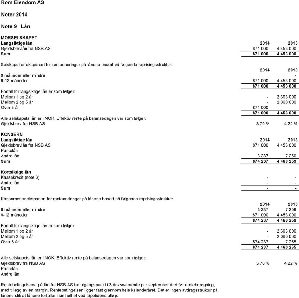 4 453 000 Alle selskapets lån er i NOK.