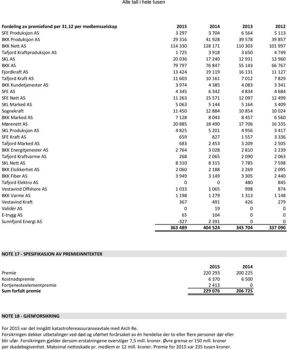 AS 1 725 3 918 3 650 4 749 SKL AS 20 036 17 240 12 931 13 960 BKK AS 79 797 76 847 55 143 66 767 Fjordkraft AS 13 424 19 119 16 131 11 127 Tafjord Kraft AS 11 603 10 161 7 012 7 829 BKK