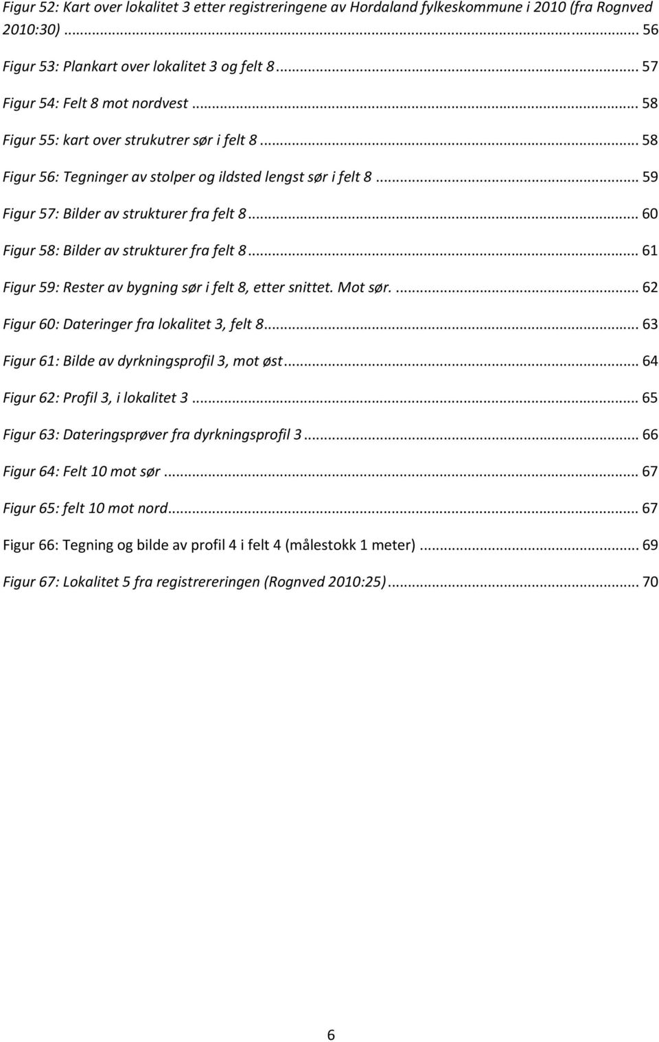 .. 60 Figur 58: Bilder av strukturer fra felt 8... 61 Figur 59: Rester av bygning sør i felt 8, etter snittet. Mot sør.... 62 Figur 60: Dateringer fra lokalitet 3, felt 8.