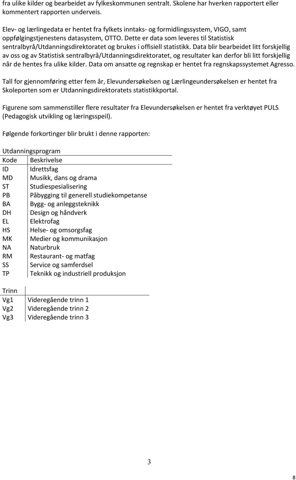 Dette er data som leveres til Statistisk sentralbyrå/utdanningsdirektoratet og brukes i offisiell statistikk.