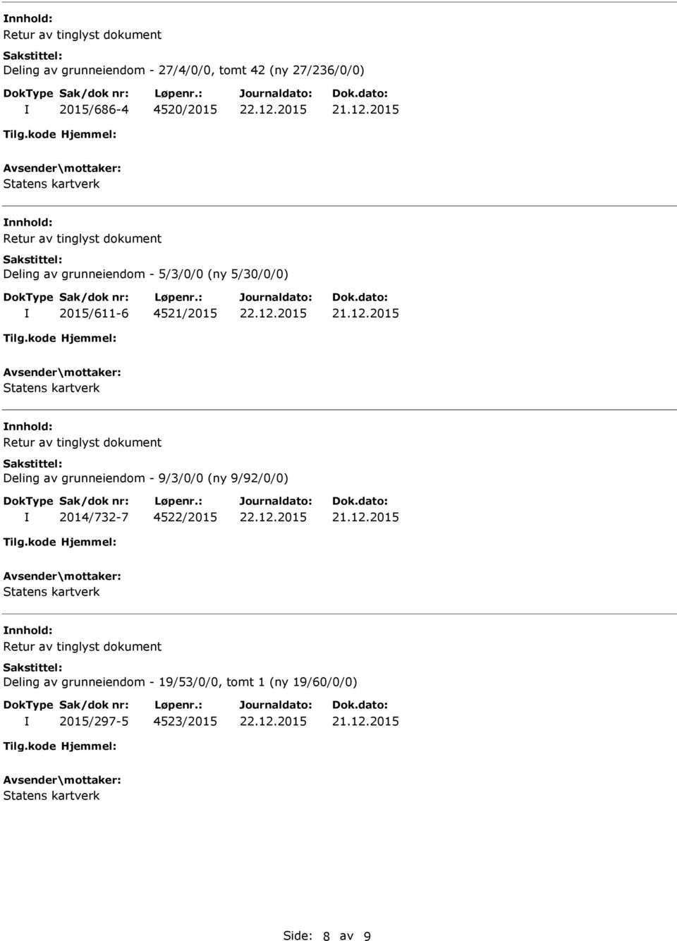 4521/2015 Deling av grunneiendom - 9/3/0/0 (ny 9/92/0/0) 2014/732-7