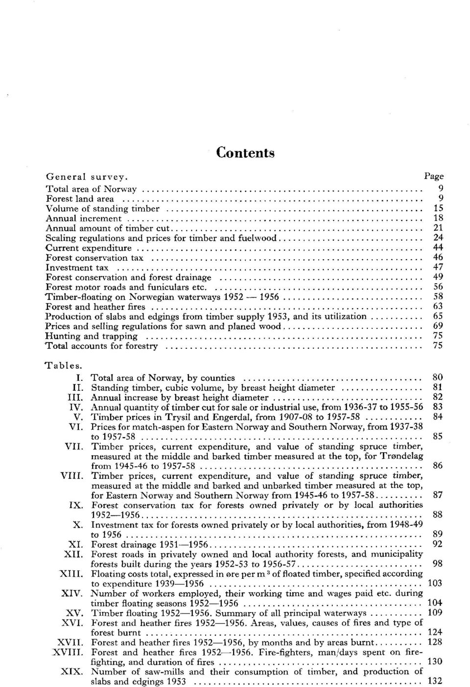 Forest conservation tax 6 Investment tax 7 Forest conservation and forest drainage 9 Forest motor roads and funiculars etc 56 Timber-floating on Norwegian waterways 95 956 58 Forest and heather fires