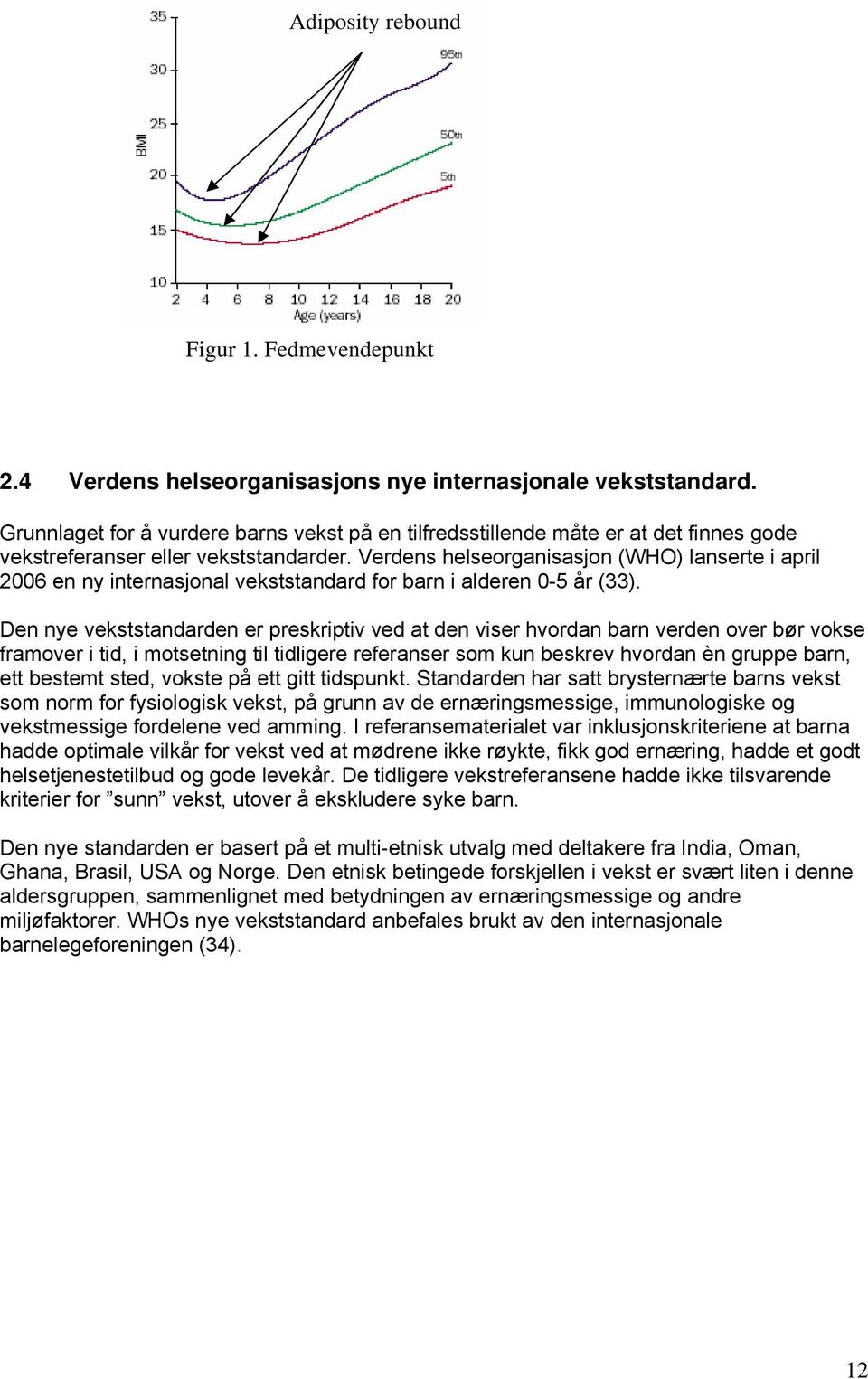 Verdens helseorganisasjon (WHO) lanserte i april 2006 en ny internasjonal vekststandard for barn i alderen 0-5 år (33).