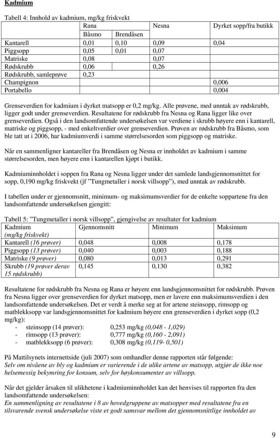 Resultatene for rødskrubb fra Nesna og Rana ligger like over grenseverdien.