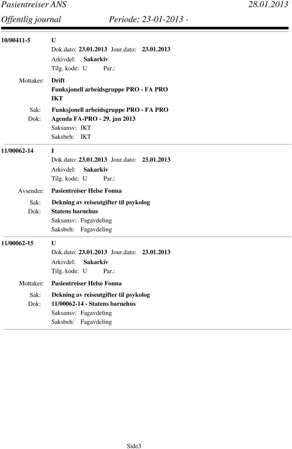 jan 2013 Saksansv: IKT Saksbeh: IKT 11/00062-14 I Pasientreiser Helse Fonna Dekning av