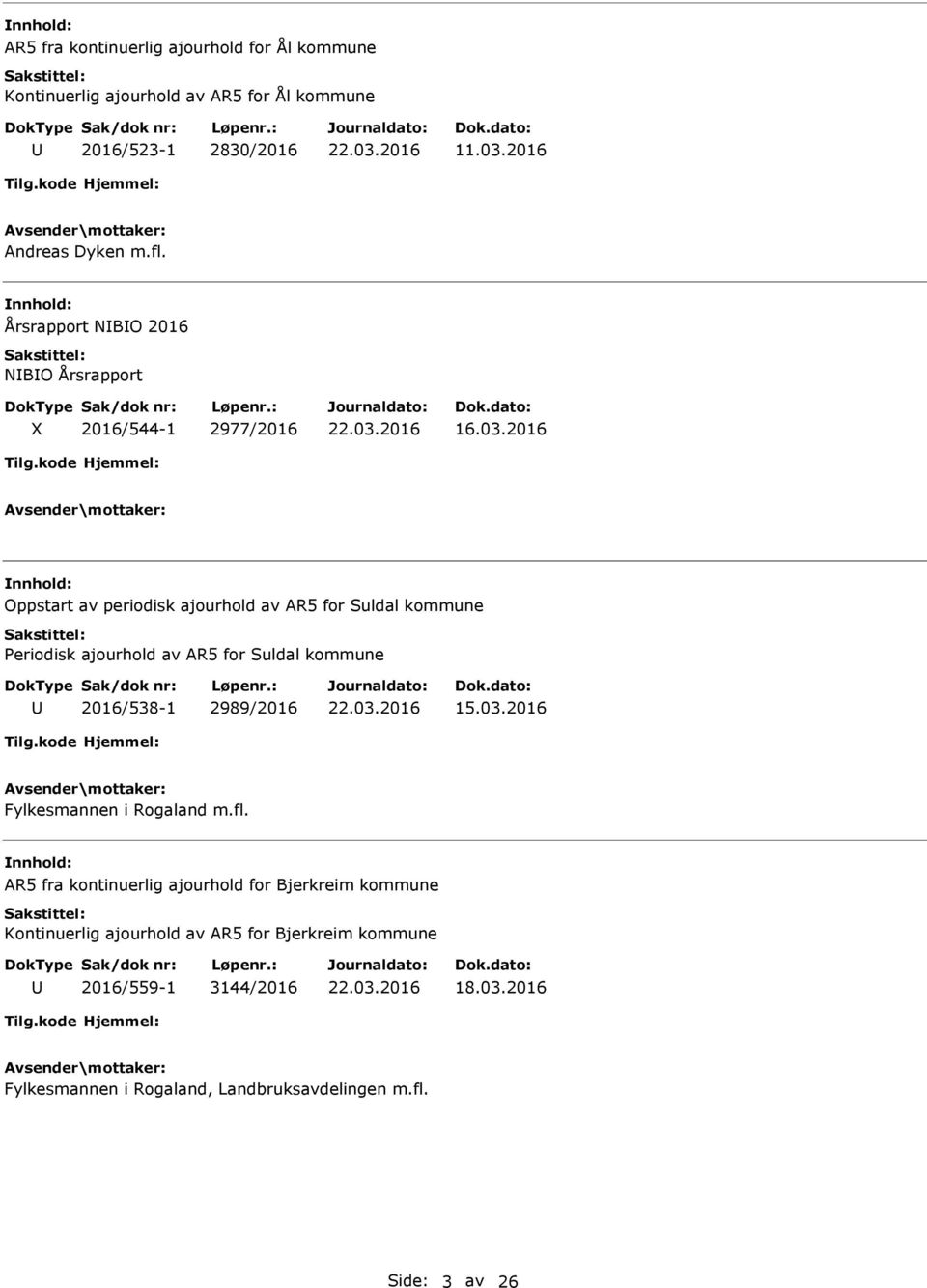 2016 Oppstart av periodisk ajourhold av AR5 for Suldal kommune Periodisk ajourhold av AR5 for Suldal kommune 2016/538-1 2989/2016 15.03.