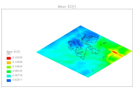 41 er det snakk om nokså beskjedne BC-økninger: mellom 0.04% og 0.1% som årlig middelverdi på Svalbard. Figur 6.