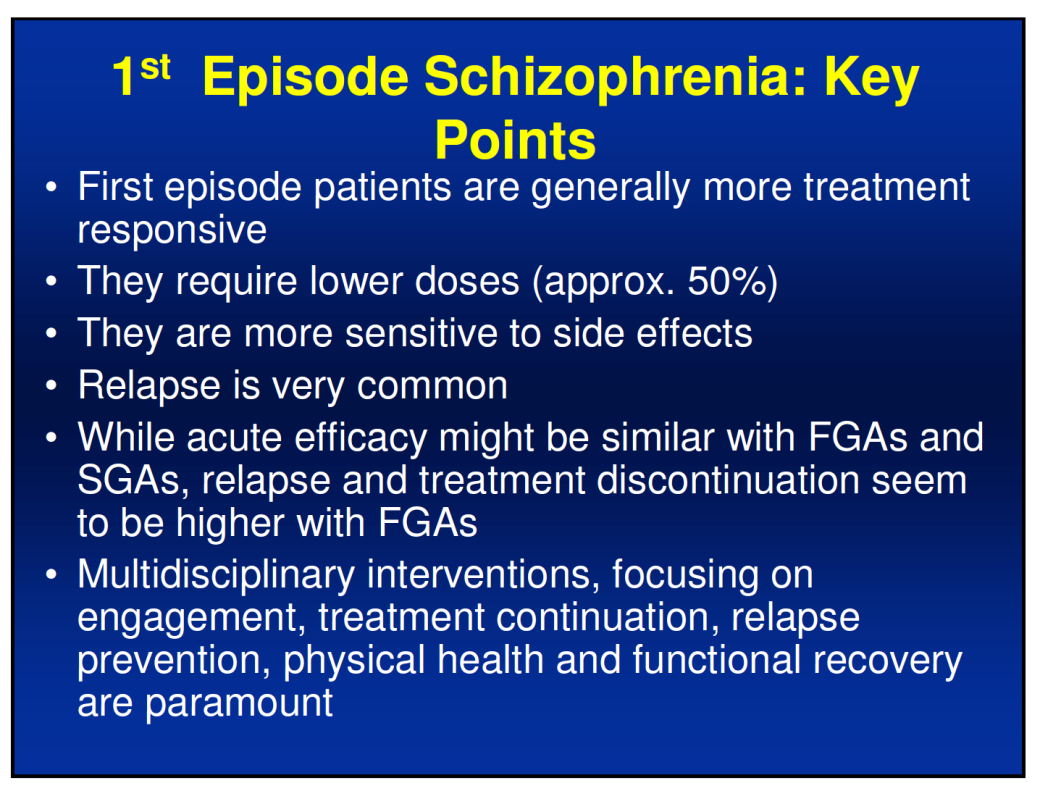 Optimizing the treatment of schizophrenia throughout the illness course: The value of early intervention and maintenance treatment.