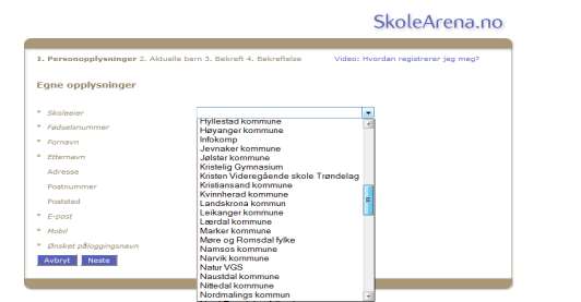 Registrering i SkoleArena: Trykk: