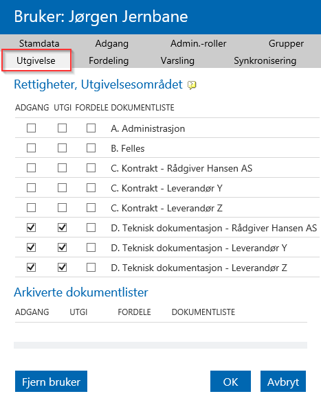 esam/byggeweb Rolleveiledning: Prosjektadministrator (Bane NOR) side 21/66 I fanen «Grupper» skal det krysses av for «Bane NOR Prosjektteam» I