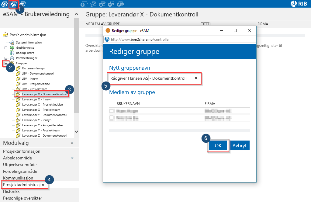 esam/byggeweb Rolleveiledning: Prosjektadministrator (Bane NOR) side 54/66 Ny leverandør Bytte ut Leverandør X, Y eller Z Leverandør X, Y og Z er benyttet i forskjellige deler av prosjektet som navn