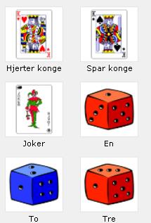 I mappen Bilder ser vi at det ligger 70 bilder. Her er det bilder av f.eks. kortstokk og terninger. Et eksempel er vist i figur 35. Figur 35.