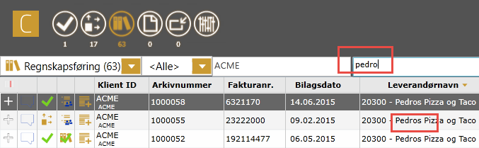 Generell informasjon om Arbeidslister Arbeidslistene viser en rad for hvert bilag som du har tilgjengelig i en bestemt modul.