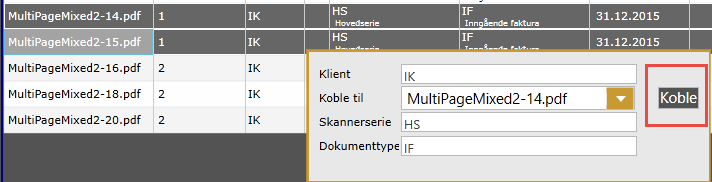 2. Klikk. Bilagene forsvinner fra listen og vil nå finnes i Fordeling, Regnskapsføring og er søkbare i Arkiv. Dersom det finnes et riktig skjema, blir bilaget tolket i Fakturatolk.