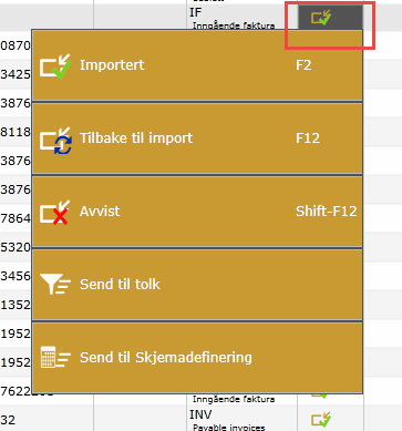 Mer om Regnskapsførerstatus Status Hvem ser den? Hvor finnes bilaget? Mer Felles liste Brukere i Fordeling og Regnskapsføring. Arkiv, Fordeling, Regnskapsføring og i Godkjenning dersom det er fordelt.