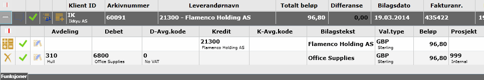 5. Klikk Funksjoner og velg Koble bestilling mot faktura. Skjermen for kobling av bestillinger åpnes. 6. Klikk Finn til å finne ordrer som matche. Alle åpne ordre (dvs.