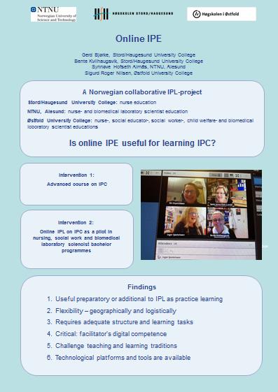 Poster ved ATBH VIII-konferansen, Oxford, 2016 Temaet for konferansen var «Values Based Interprofessional Education and Practice» (VBIP).