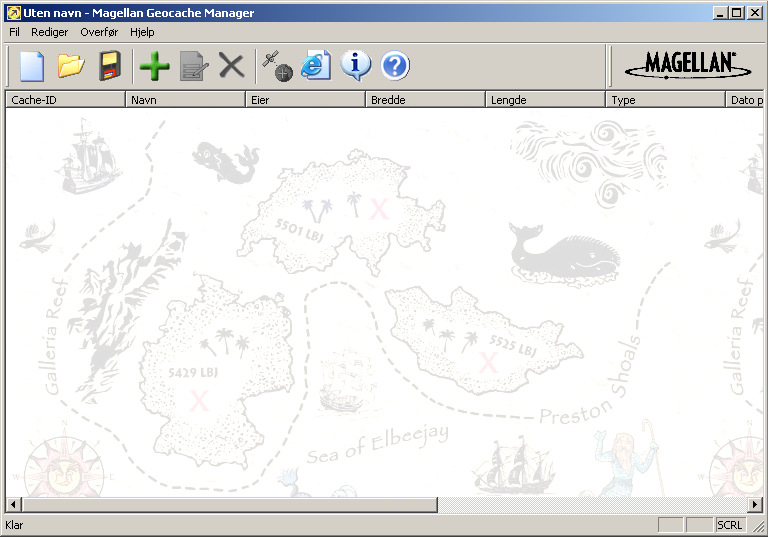 Magellan Geocache Manager 72 Bruk av Magellan Geocache Manager 1. Start Magellan Geocache Manager med startknappen på Windows verktøyslinje. 2.