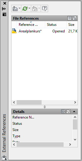 Til denne benytter vi oss av AutoCAD sin funksjon, External Reference (Xref), som gjør det mulig å jobbe med en tegning samtidig som du ser innholdet av en annen tegningen i dette tilfellet