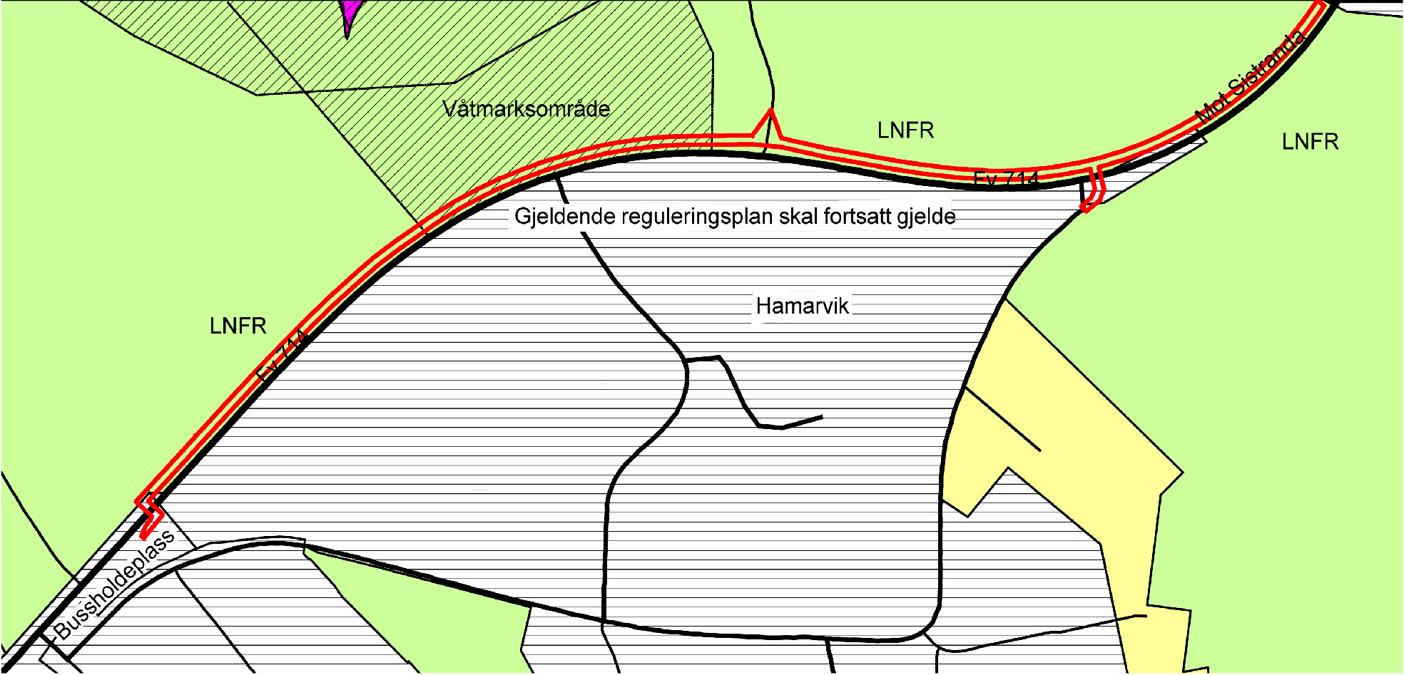 Reguleringspln for gng-sykkelveg fr Hmrvik mot Nordhmrvik 2.4 Plndokument Reguleringsplnen er utreidet på A3-formt i målestokk 1:2000, og reguleringsestemmelsene er lgt ved plnkrtet.