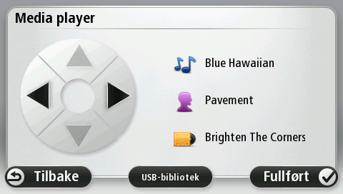 Media Player Media Player Du kan bruke Blue&Me TomTom 2-navigasjonsenheten til å betjene mediespilleren for Blue&Me.