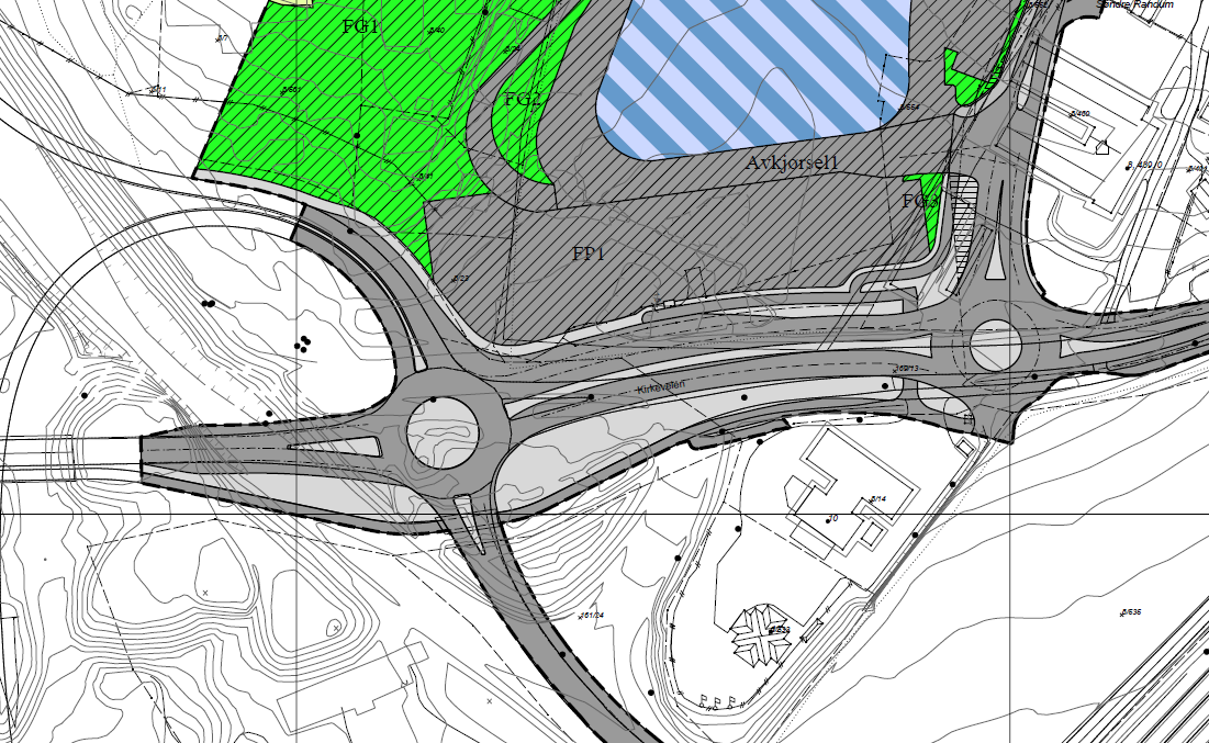 Utforming av filterfeltet i rundkjøringen i øst er hentet fra reguleringsplanen for