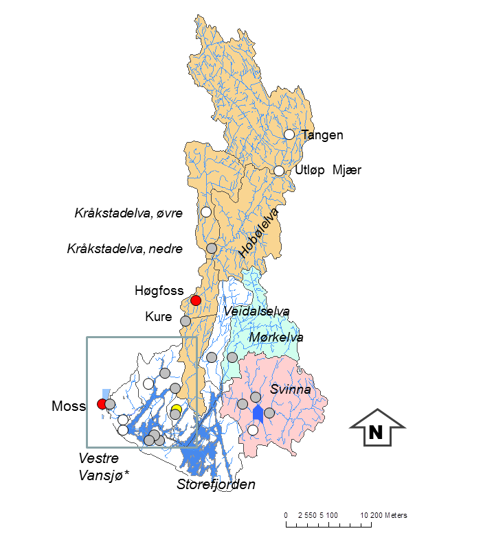 2.3 Prøvetaking i elver og bekker Elvestasjonene i tilknytning til Storefjorden (figur 2.3) har i denne perioden omfattet sju lokaliteter.