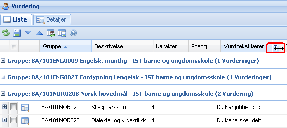 2.4 Personlig oppsett Du kan selv tilpasse oppsettet slik at du bruker systemet mest mulig effektivt. Kolonnerekkefølge Klikk og hold på ønsket kolonneoverskrift, dra den dit du ønsker.