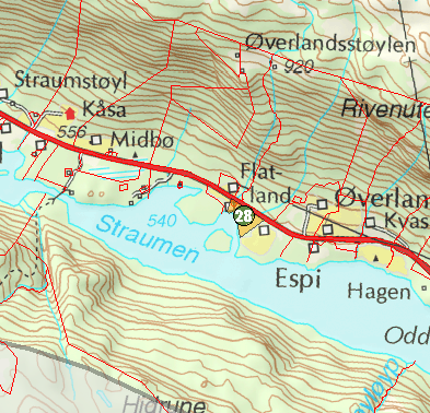 /standard): 3-4 hyttetomter mellom E134 og Grungevatn