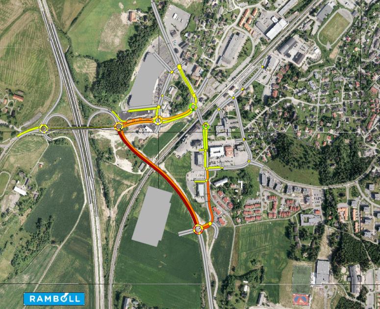 8 4.4 Analyse av trafikken som flyttes - volum Et eksempel på hvordan trafikken flyttes når broen stenges, er presentert i Figur 10 og Figur 11.