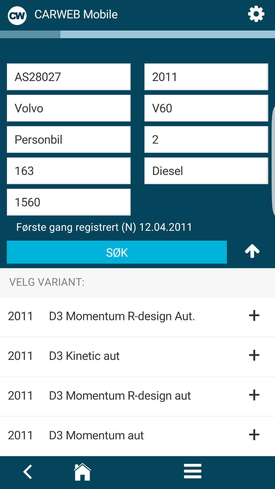 Data hentes automatisk fra