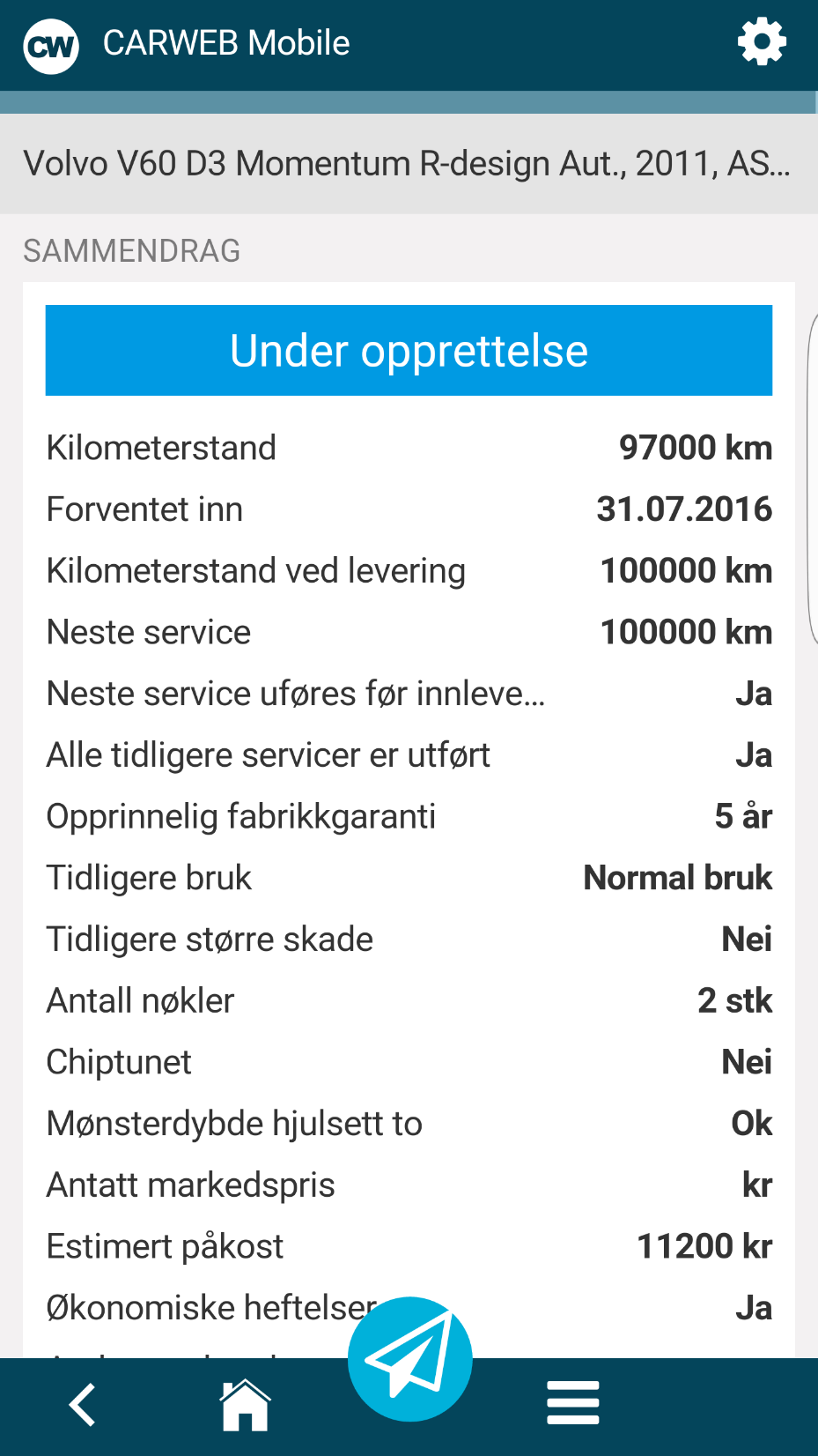 Du får en oversikt over hva du har lagt inn