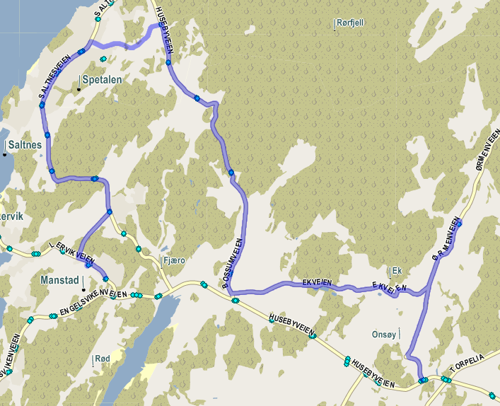 16 Turnr 549-5615 Gaustad ungdomsskole Kolbergbakken - Valletoppen - Snu - Eik - Bossum -Saltnes - Manstad skole - Gaustad u.