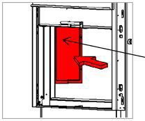 Ombygning til selvlukkende dør etter ovnen er bygget inn. døren gjøres selvlukkende ved å demontere litt av dørens motvekt. På VISIO 1 & 3 må motvekten endres i begge sider. 1. Fjern skamolplaten på siden.